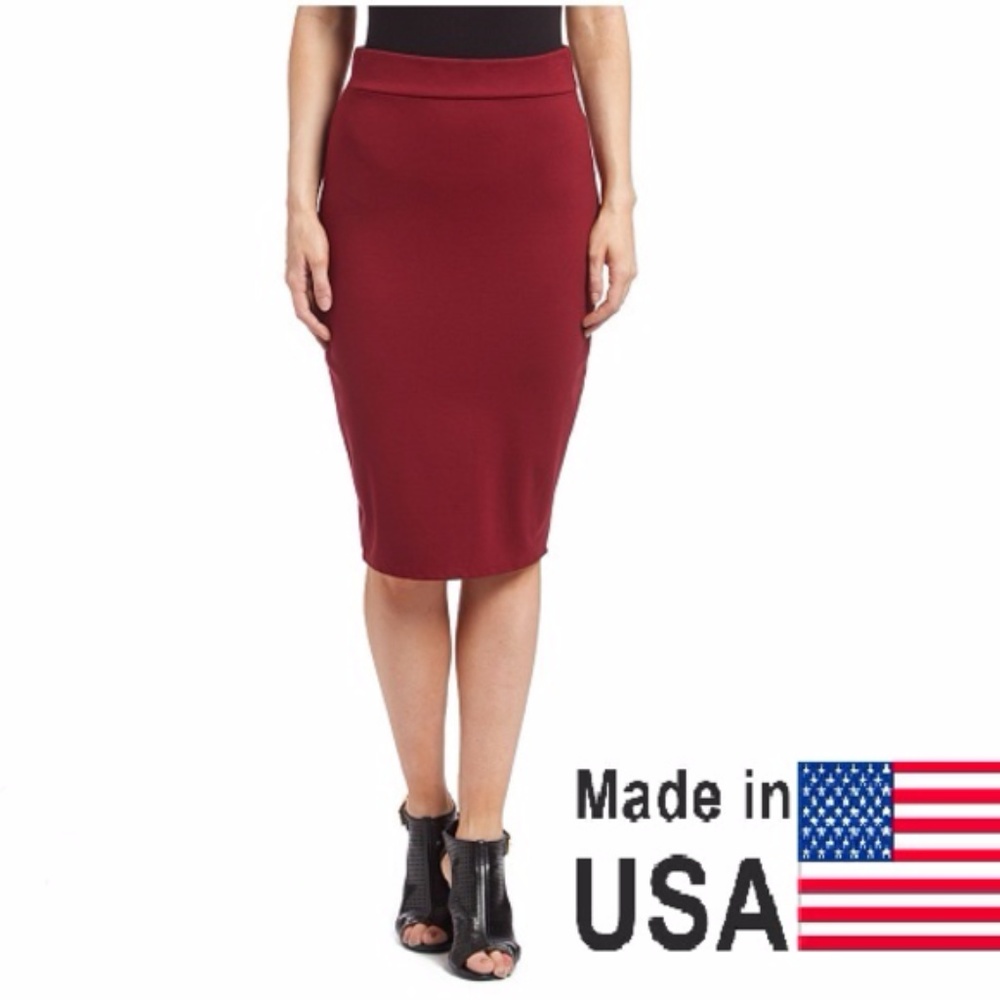 Women's Elegant Pencil Skirt, DSK-300, Wine - Picture 1 of 1